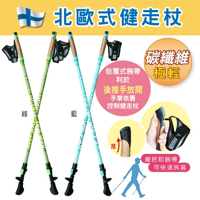 北歐式健走杖、碳纖超輕、快扣快收(登山杖、健走杖、助行杖、輔具、支撐健走)