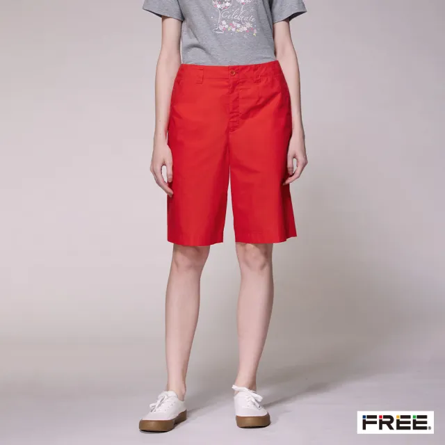 【FREE】純棉口袋五分褲(深橙)