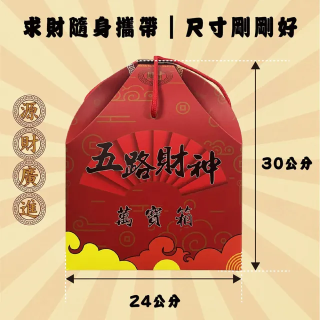 【MAN TING XIANG 滿庭香】五路財神萬寶箱-環保金紙大禮包(求財 補運 偏財 拜拜 祈福 一盒搞定)