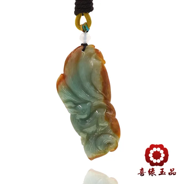 【喜緣玉品】九尾狐仙 天然翡翠A貨 慧心天賜 玉珮-僅此一品(開運風水)(直)