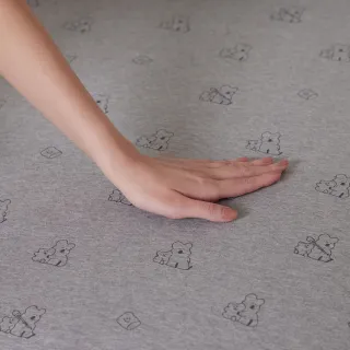 【YVONNE 以旺傢飾】100%美國棉印花床包-QUOKKA & BOBO 迷霧灰(單人 純棉 DINOTAENG)