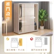 【IHouse】保羅 免組裝4X7尺台灣製推門收納衣櫃/木心板衣櫥(贈實木衣架*5)