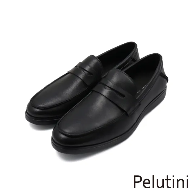 【Pelutini】經典素面質感便士樂福鞋 黑色(512177-BL)