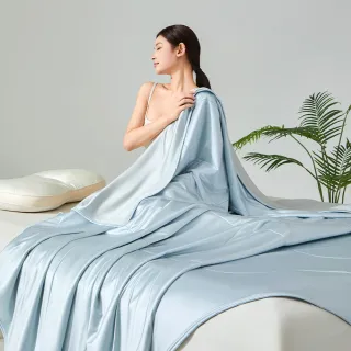 【HOYACASA  禾雅寢具】頂級冰絲水光藍硅膠涼感被-150*210cm