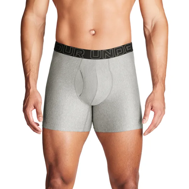 【UNDER ARMOUR】UA 男 Tech 6吋四角褲3入_1383878-035(灰色)