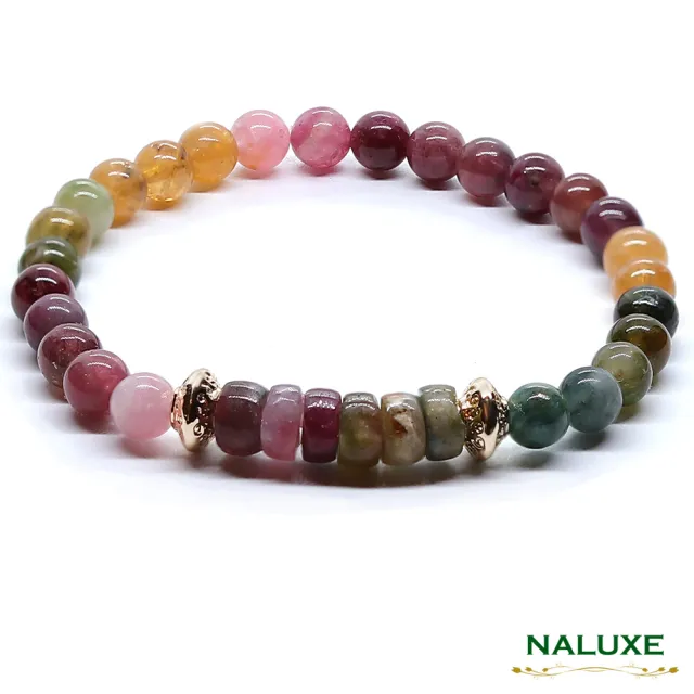 【Naluxe】老礦彩虹碧璽 轉運珠開運手鍊(避邪保護｜招財轉運｜淨化負能量｜平衡情緒｜提升人緣)