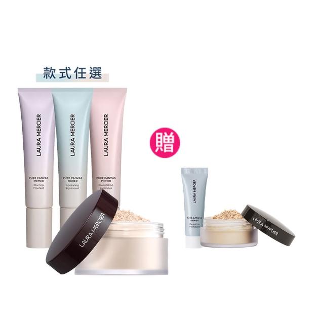 【LAURA MERCIER 蘿拉蜜思】冠軍美肌持妝組(煥顏透明蜜粉29g+煥顏持妝凝露30ml)