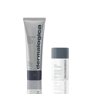 【dermalogica 德卡官方直營】熬夜抗黃透亮雙明星組(多重維他命再生面膜75ml+精微亮顏素13g/德美樂嘉)