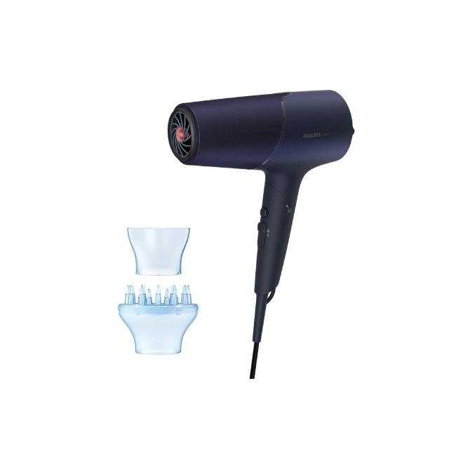 【Philips 飛利浦】沙龍級護髮負離子吹風機-霧藍黑(BHD518/01)