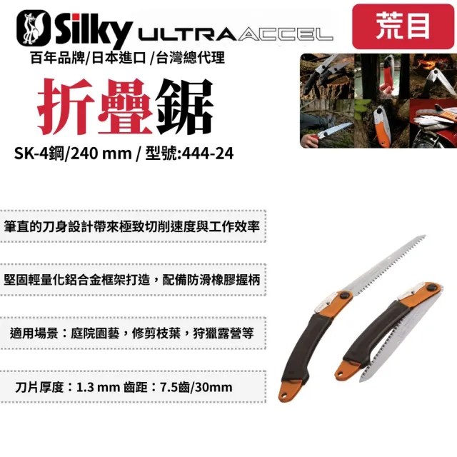 【Silky 喜樂】直鋸 240mm折疊鋸444-24(摺疊鋸 鋸子 合鋸 木工鋸 折合鋸 修枝鋸 園藝鋸)