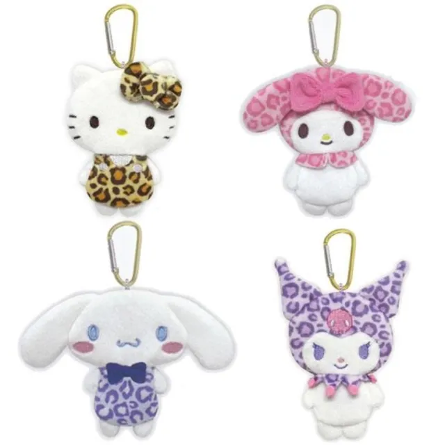【小禮堂】雙11 Sanrio 三麗鷗 絨毛造型零錢包吊飾 豹紋款 Kitty 美樂蒂 大耳狗 酷洛米(平輸品)