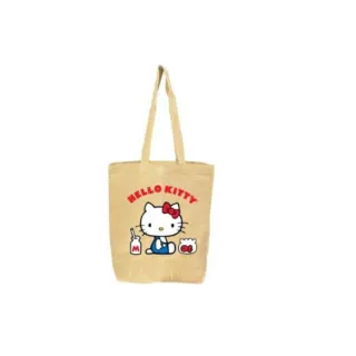 【小禮堂】雙11 Sanrio 三麗鷗 黃麻肩背手提袋 15L  經典圖案款 Kitty 美樂蒂 酷洛米 大耳狗(平 