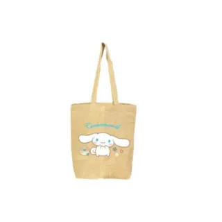 【小禮堂】雙11 Sanrio 三麗鷗 黃麻肩背手提袋 15L  經典圖案款 Kitty 美樂蒂 酷洛米 大耳狗(平 