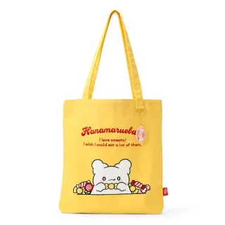 【小禮堂】雙11 Sanrio 三麗鷗 花丸 棉質直式肩背袋 甜蜜糖果(平輸品)