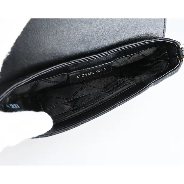 【Michael Kors】MICHAEL KORS 經典LOGO四合一PVC搭縫線牛皮拉鍊釦式手提斜背包(深褐x黑)