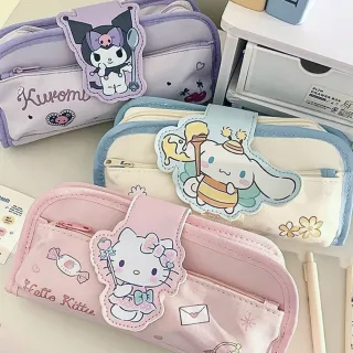 【SANRIO 三麗鷗】可愛三麗鷗大容量隔層筆袋 鉛筆盒(酷洛米/美樂蒂/大耳狗/凱蒂貓)