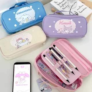 【SANRIO 三麗鷗】三麗鷗泡泡系列雙層大容量筆袋 鉛筆盒(酷洛米/美樂蒂/大耳狗/凱蒂貓)