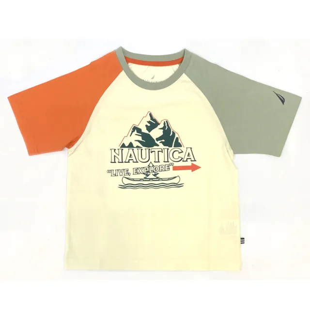 【NAUTICA KIDS】米雙色袖涼感抑菌T恤6-18歲 N4840313(Nautica kids 涼感抑菌T恤)
