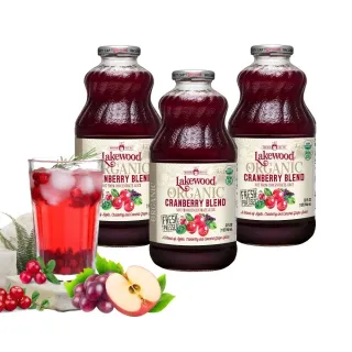 即期品【Onatural 歐納丘】Lakewood有機莓果綜合果汁946ml*3瓶(無加糖 100%果汁)