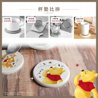 【收納王妃】迪士尼 維尼花草風系列 硬式珪藻土杯墊10*10cm 小熊維尼 杯墊 硅藻土(2入/組)