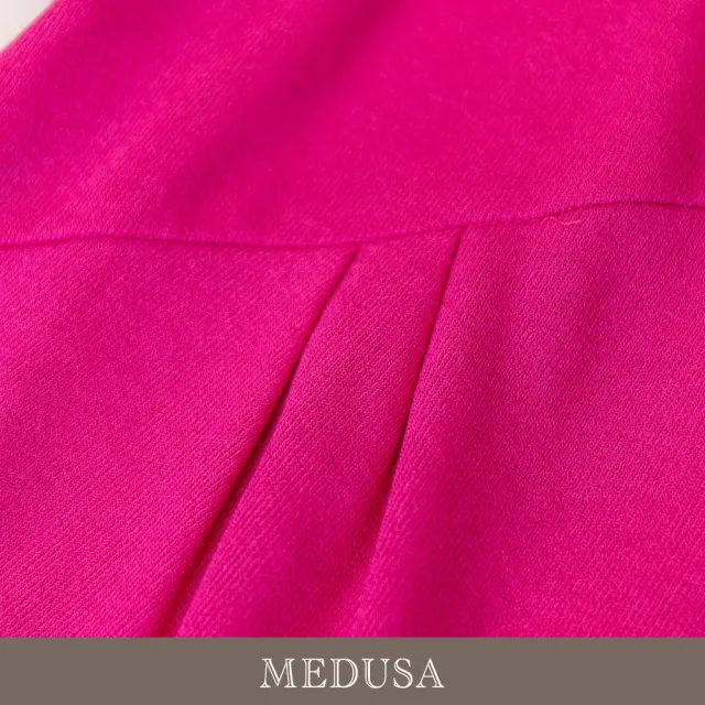 【MEDUSA 曼度莎】現貨-桃粉造型壓褶嫘縈切接上衣（M-XL）｜女休閒上衣 涼感嫘縈 短袖上衣(601-5190A)
