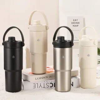 【Beroso 倍麗森】2025全新升級款不鏽鋼內陶瓷保溫環保手提杯735ml-三色任選(交換禮物/雙層/隨行杯//露營)