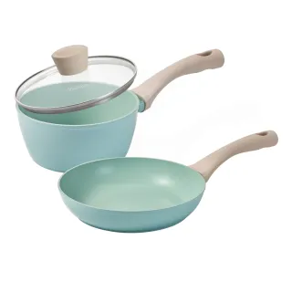 【CorelleBrands 康寧餐具】鈦輕量不沾雙鍋組-IH爐可用(單柄鍋18cm含鍋蓋+平煎鍋24cm)