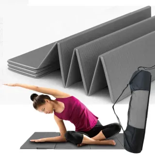 【Yenzch】折疊式瑜珈墊/TPE RM-11108《送背袋》台灣製(鐵灰色 厚6mm)