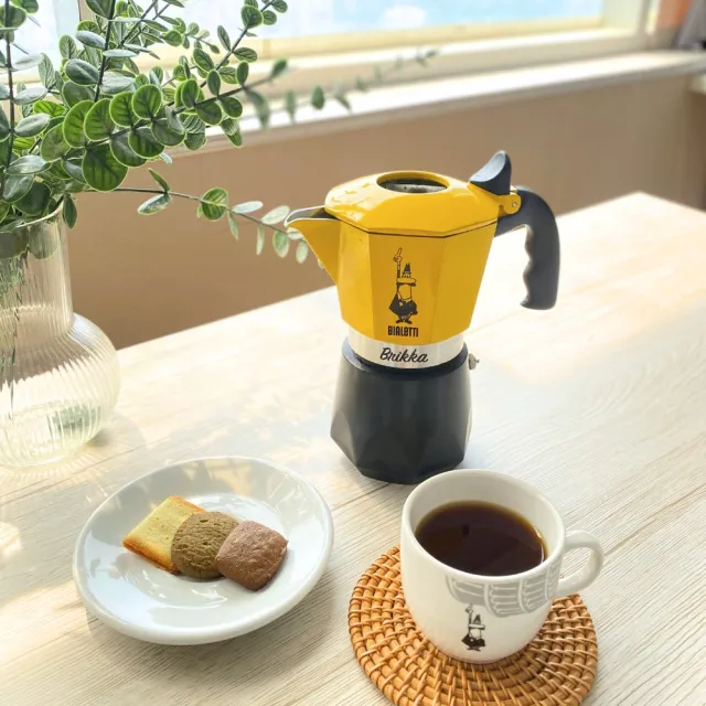 【Bialetti 比亞樂堤】極厚鑽石加壓摩卡壺BRIKKA-4杯份-公司貨(crema醇香/免插電咖啡機/原廠保固2年)
