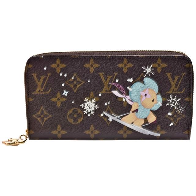 LV LOUIS VUITTON路易威登 M12223 聖誕限定 Snow Show 系列經典 Monogram 帆布拉鍊長夾