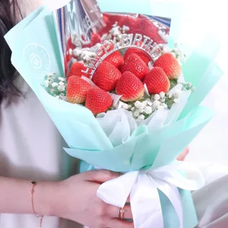 【MyDearStrawberries】經典蒂芬尼草莓花束生日禮盒組(水果花束/情人節/告白/生日禮物/超人氣花束/草莓)