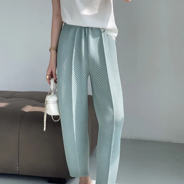 【巴黎精品】現貨+預購 三宅風皺褶衣服摺褲寬鬆闊腿褲寬褲彈力長褲顯瘦折衣大碼(魚鱗紋女褲子5色a1jb1)