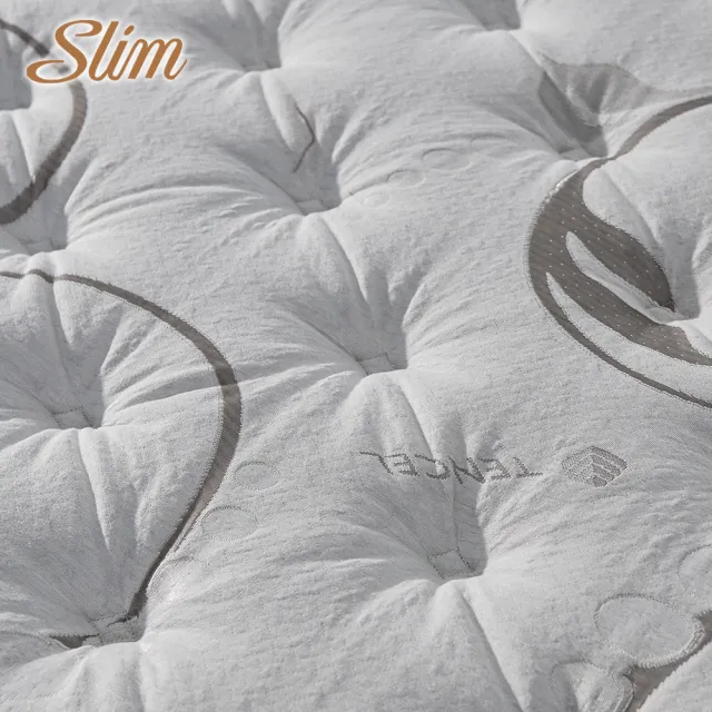 【SLIM】雙人加大天絲乳膠記憶膠防蹣獨立筒床墊6x6.2尺x23cm-奢華型
