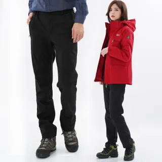 【遊遍天下】男女款GLOBETEX顯瘦防水防風透濕刷毛褲雪褲 黑色(S-5L 大尺碼)