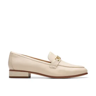【Clarks】女鞋 Routee25 Charm 金屬飾釦時尚尖圓頭低跟樂福鞋(CLF82560D)