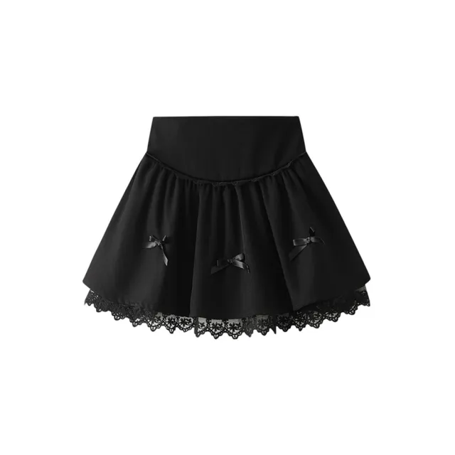 【米蘭精品】限時搶購 短裙A字裙子百褶裙蛋糕裙網紗裙半身裙休閒大尺碼女裝(蓬蓬裙蝴蝶結女裙子2色74jc72)