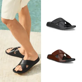 【ecco】COZMO M 科摩舒適雙帶皮革涼拖鞋 男鞋(多款任選)