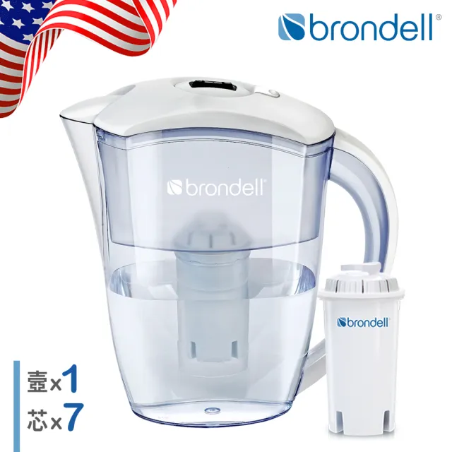 【Brondell】美國邦特爾 H2O+ 長效濾水壺 （白）＋八周長效濾芯（7入）(共1壺7芯)