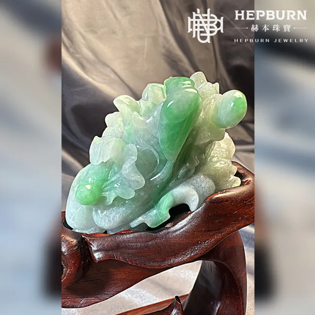 【赫本珠寶】碧玉白菜百財翡翠雕件擺飾