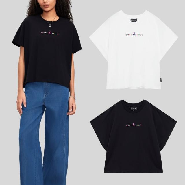 【agnes b.】Sport b. 女裝 刺繡logo削肩T恤(多款)