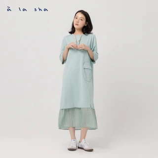 【a la sha】造型繩結拼接裙擺洋裝