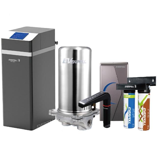 【EVERPOLL】全戶柔淨軟水機18L+全戶濾淨+全效雙溫UV觸控淨水器(JH-R2000+FH-301+EVB-298-E+DCP-3000HA)