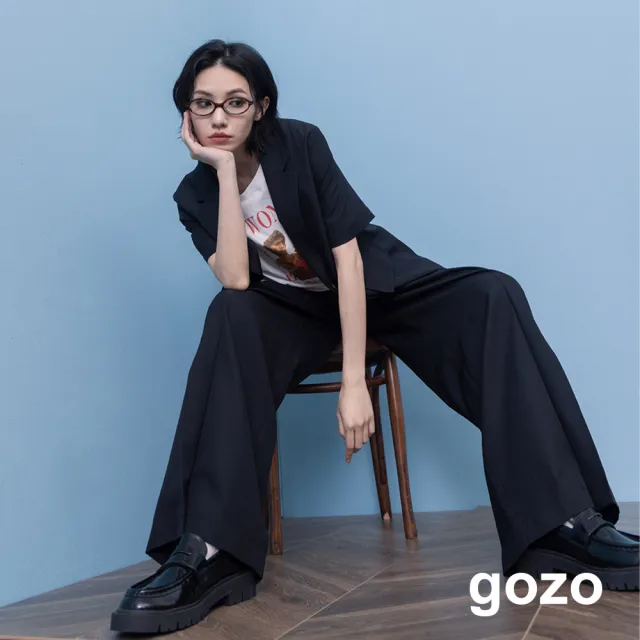 【gozo】A｜舒適麻感顯瘦打褶西裝褲(兩色)
