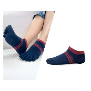 【sNug 給足呵護】健康除臭五趾船型襪-藏青紅(五趾襪/船襪/無縫襪口/趾縫間乾爽/10秒除臭襪)