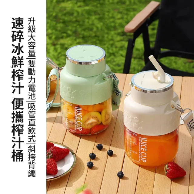 大容量800ML 10葉刀頭 便攜式榨汁杯 吸管噸噸杯 大容量果汁杯 多功能果汁機(隨行杯 榨汁機 噸噸桶)