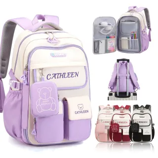 【Starshop】日式簡約冰箱式側開學生書包 輕量減壓後背包 雙肩包 國小/國中 護脊書包 女童(聖誕禮物)