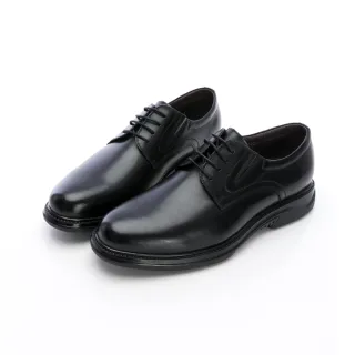 【GEORGE 喬治皮鞋】舒適系列 寬楦真皮素面綁帶紳士鞋 -黑 435032BW10