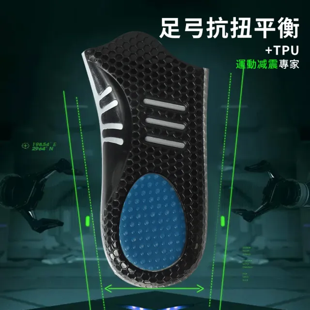 【YUNMI】618特惠 運動高彈減壓鞋墊 足弓機能鞋墊 扁平足鞋墊 足底筋膜炎鞋墊 足弓鞋墊 除臭鞋墊 運動鞋墊