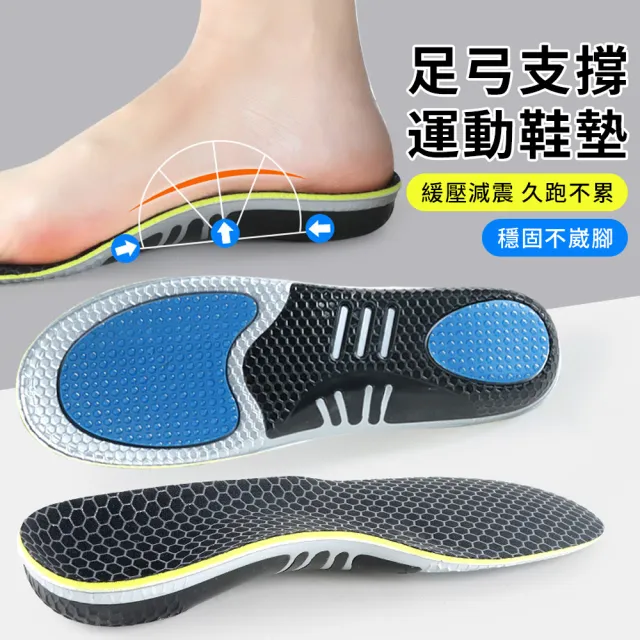 【YUNMI】運動高彈減壓鞋墊 足弓機能鞋墊 扁平足鞋墊 足底筋膜炎鞋墊 足弓鞋墊 除臭鞋墊 運動鞋墊