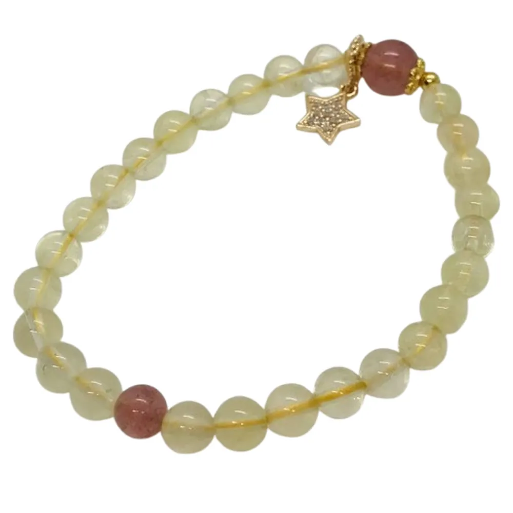 【勝弘珠寶】巴西黃水晶星星手鍊-6MM